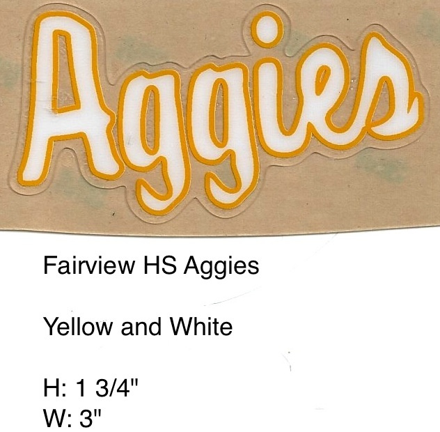 Fairview Aggies HS (AL) Aggies in white outlined in yellow